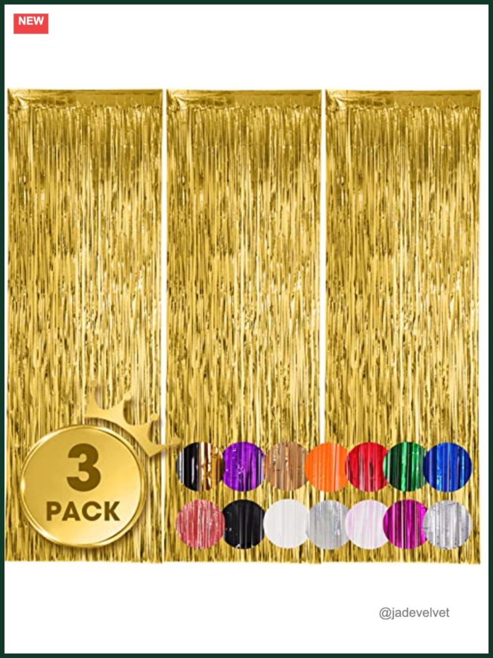 Gold Foil Fringe Backdrop Curtains 3 Pack 3.3x8.2 ft Tinsel Streamers